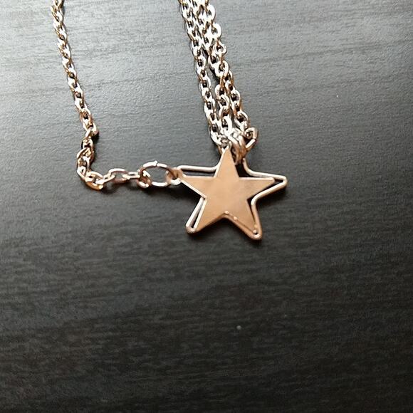 Silver Star Lariat Necklace 18k white gold plated metal T&J Designs minimalist - Picture 6 of 14